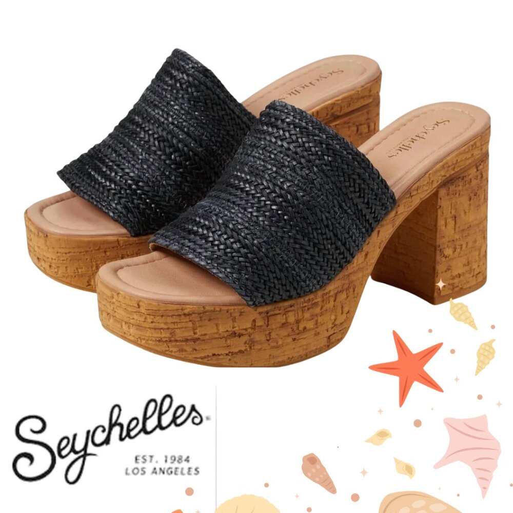 Seychelles Black Applause Platform Sandals Sz 9 NIB